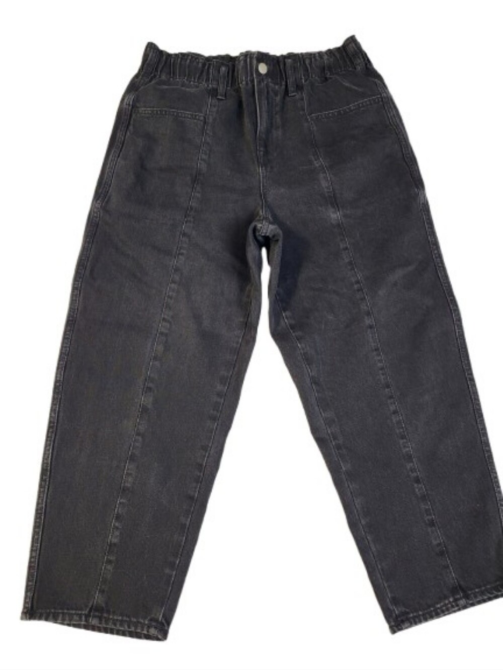 Madewell Pull On Balloon Jeans Paperbag High Waisted Hobson Black Petite M NC496
